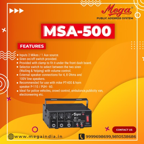 MSA 500 P.A. Mobile Amplifier Cum Siren